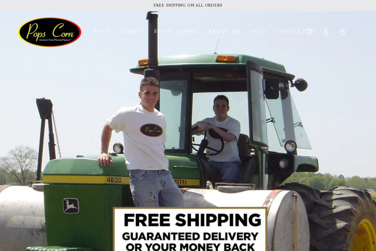 Pops Corn homepage screenshot