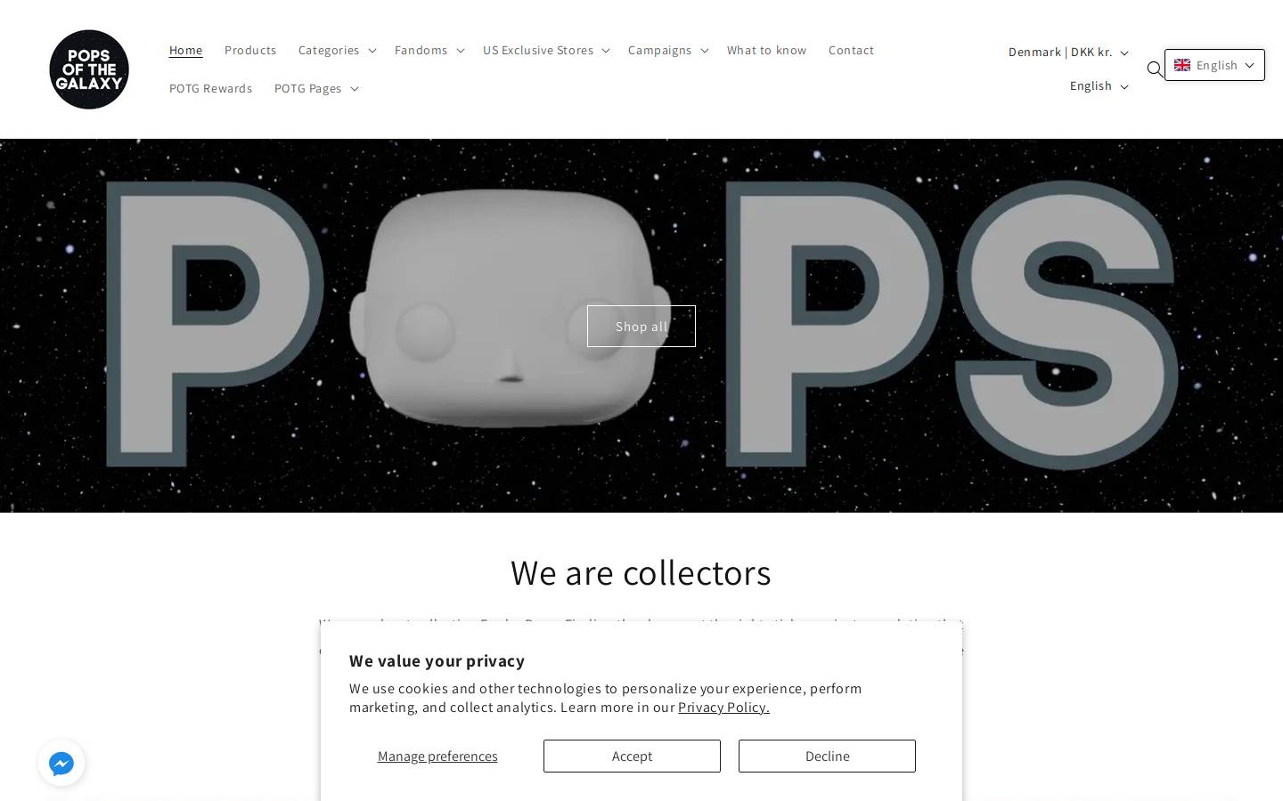 Pops of the Galaxy homepage screenshot