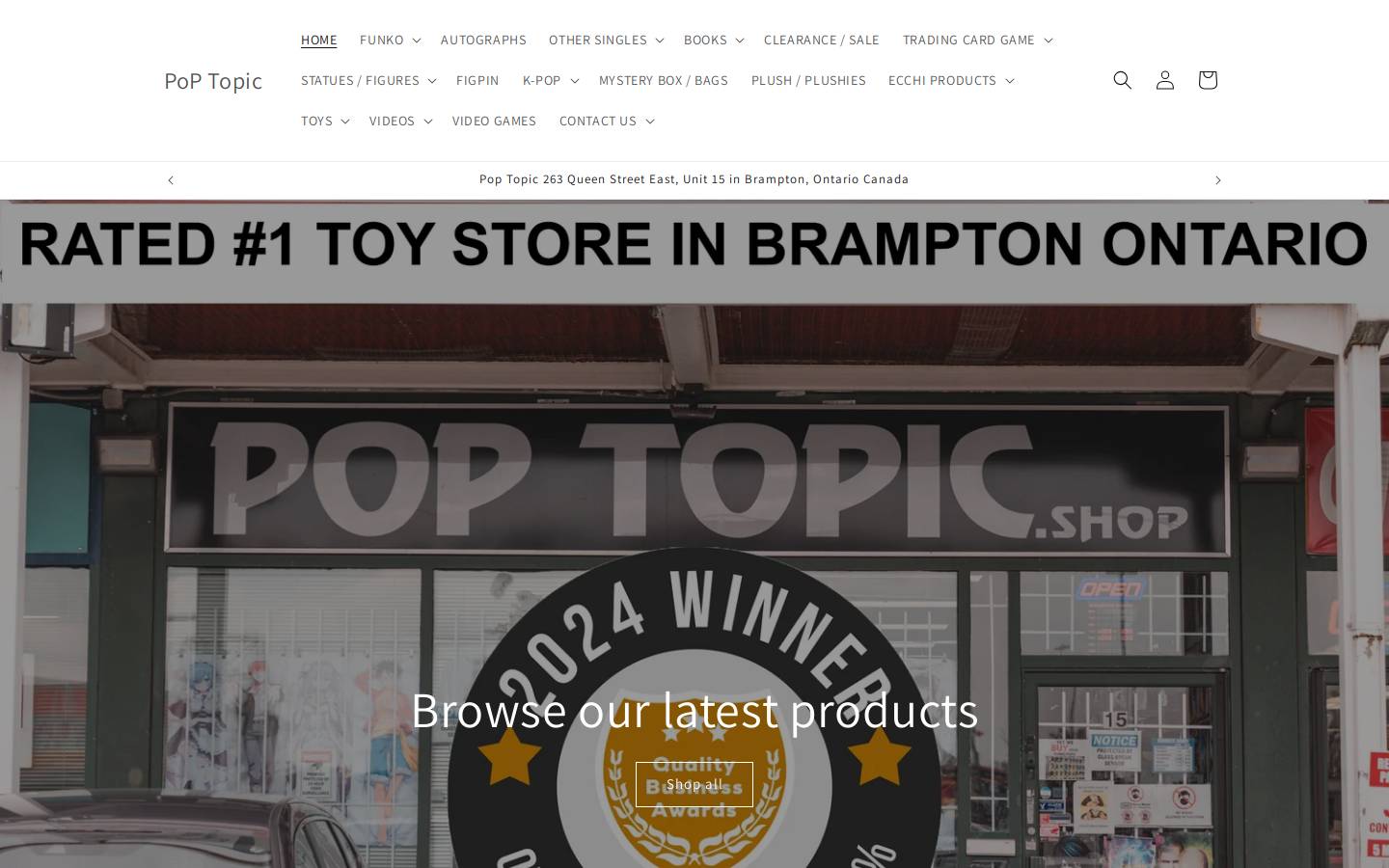 poptopic.shop homepage screenshot