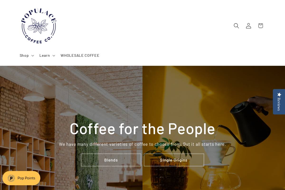 populace.coffee homepage screenshot