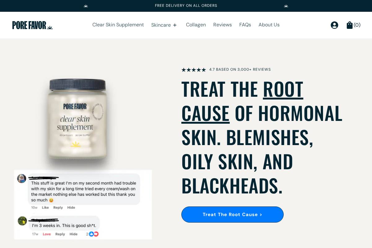 Porefavor homepage screenshot