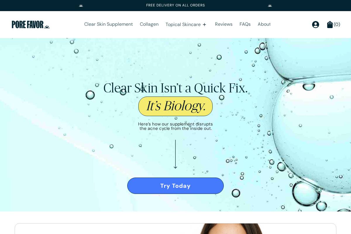 Pore Favor homepage screenshot