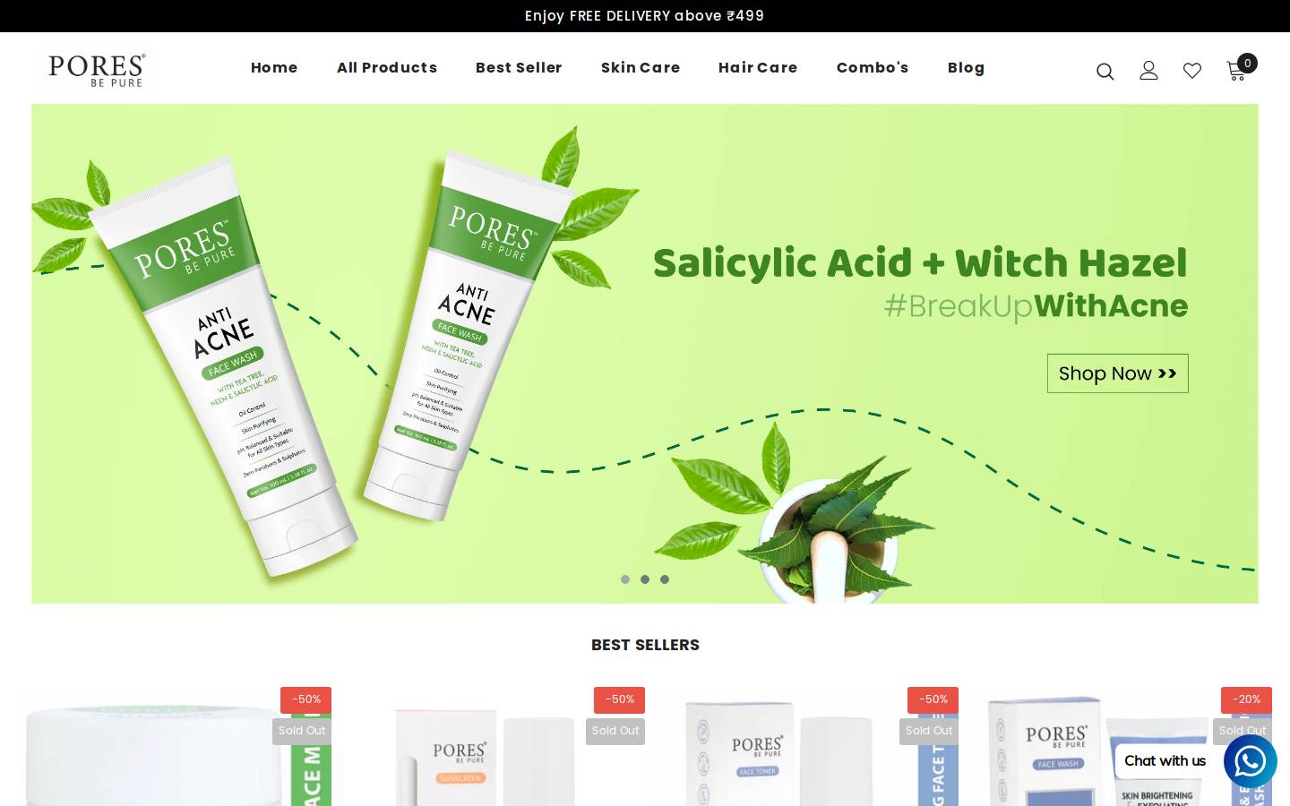 porescosmetics.com homepage screenshot