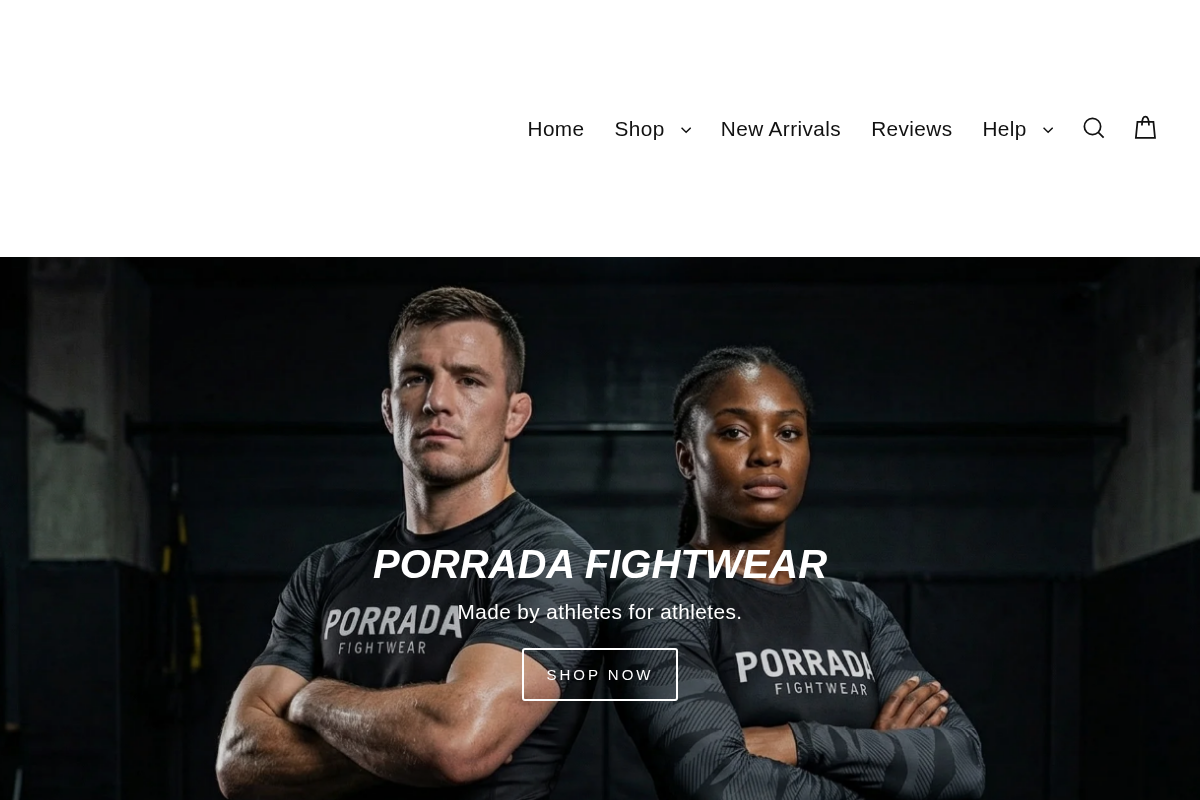 PORRADA FIGHTWEAR homepage screenshot