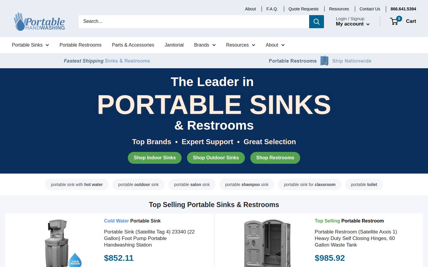 portablehandwashing.com homepage screenshot