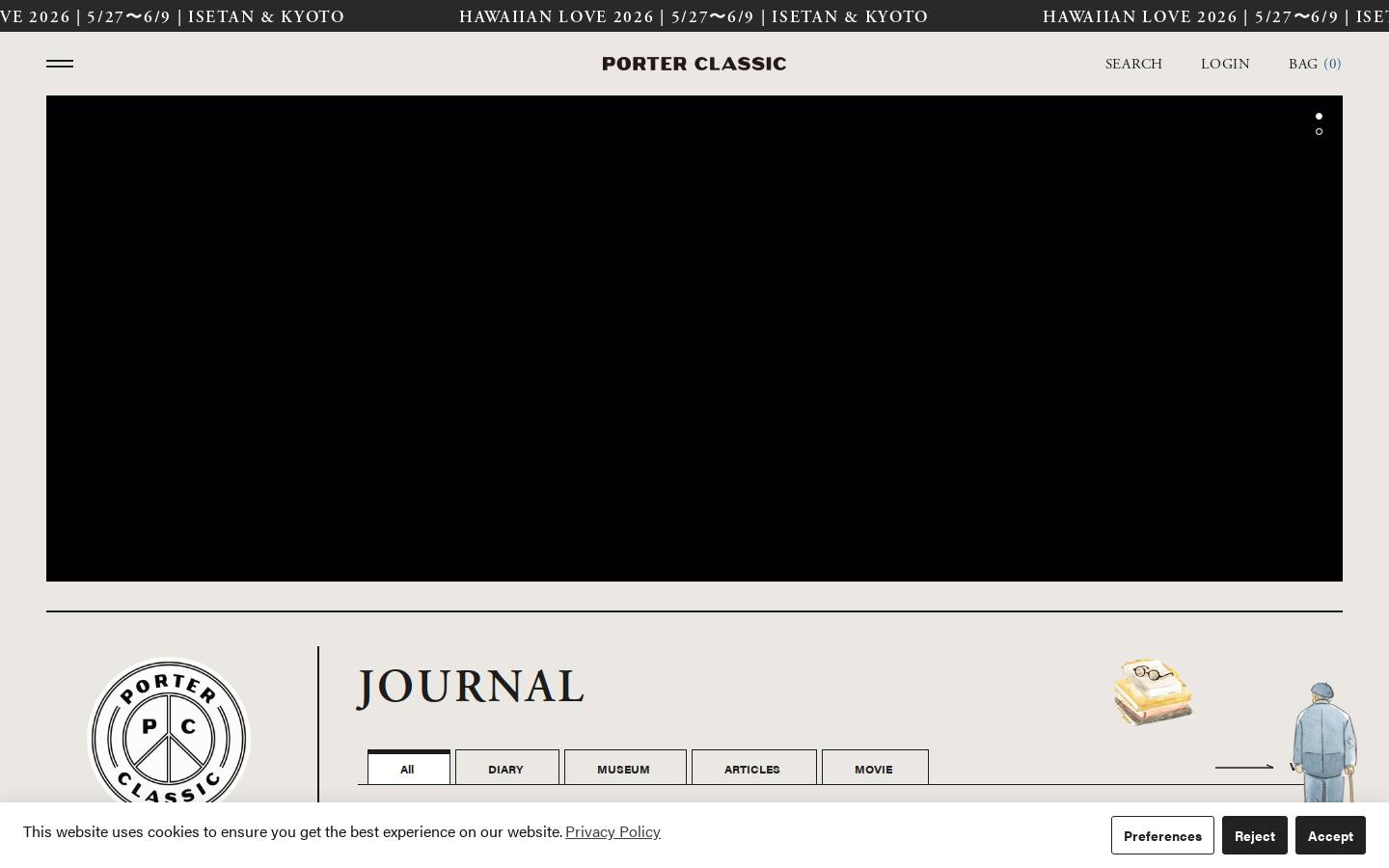 porterclassic.com homepage screenshot