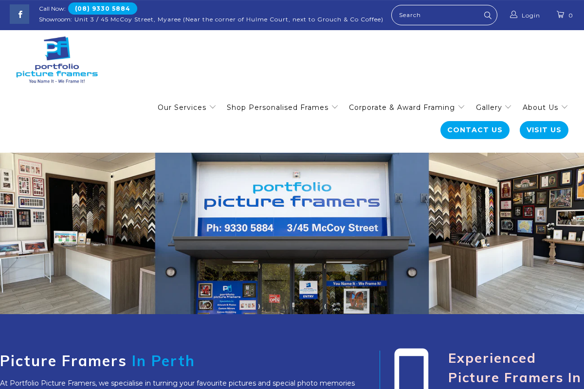 portfoliopictureframers homepage screenshot