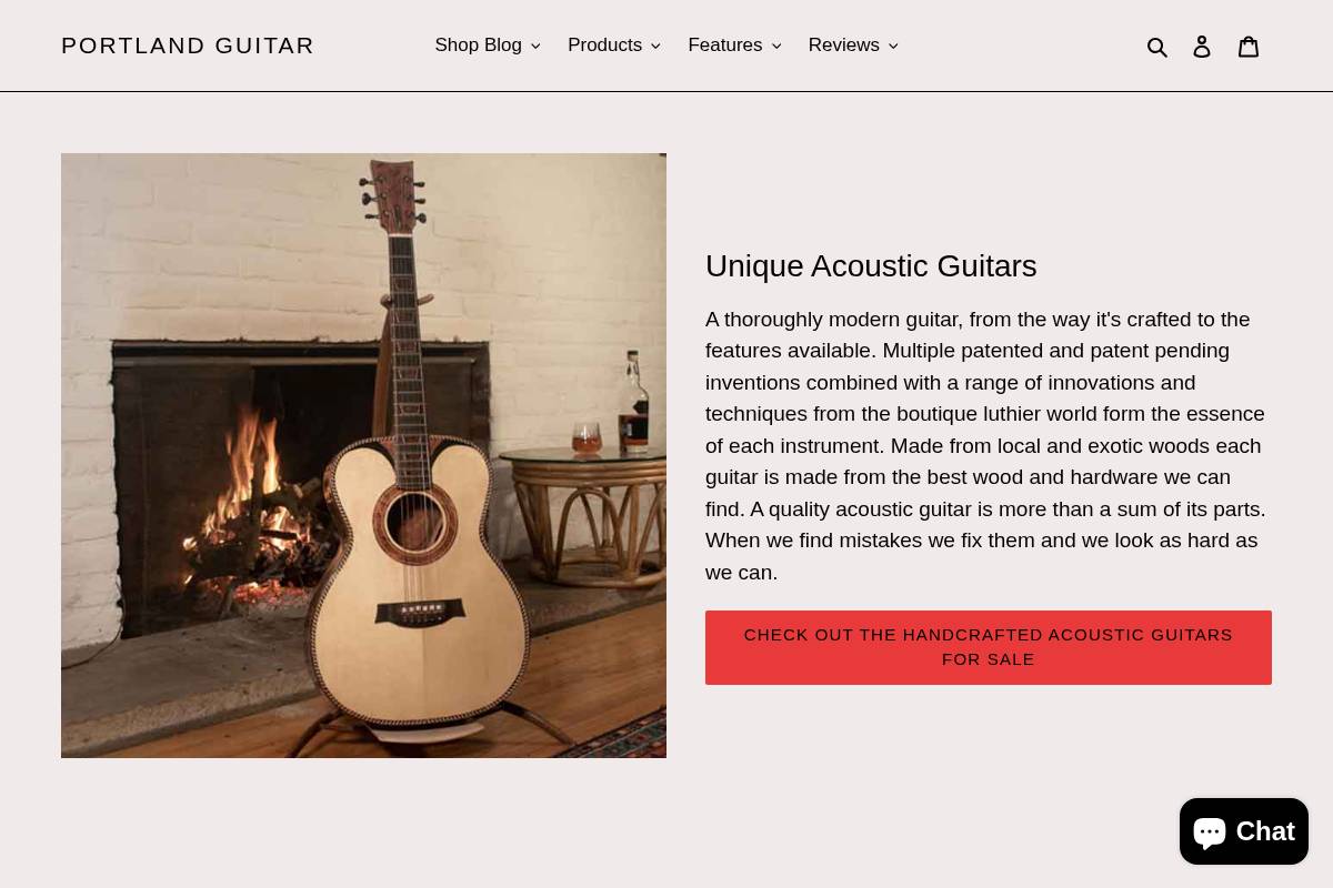 portlandguitar.com homepage screenshot