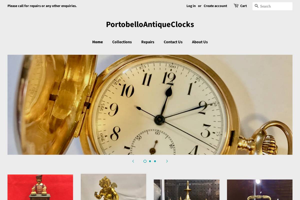 portobelloantiqueclocks.com homepage screenshot