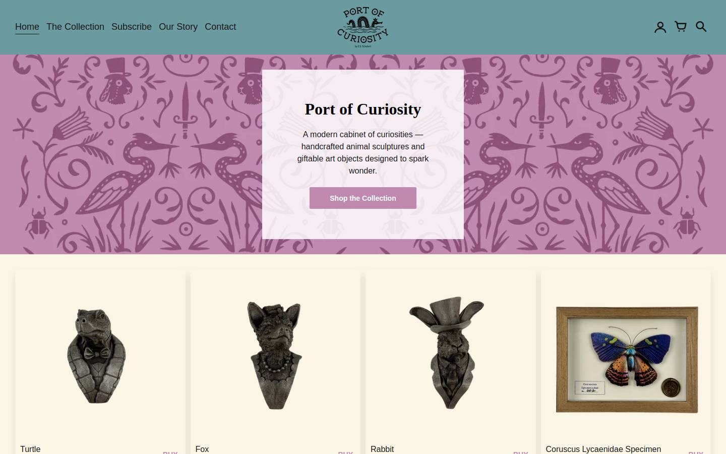 portofcuriosity.com homepage screenshot