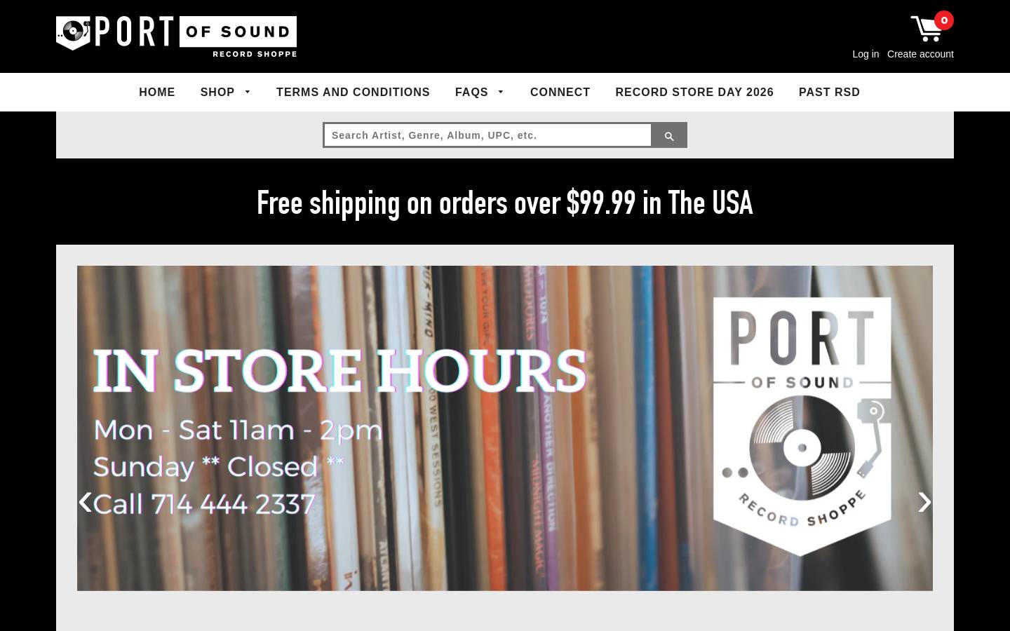 portofsoundrecords.com homepage screenshot