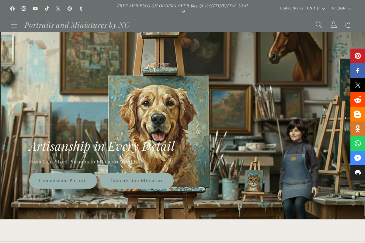 Portraits and Miniatures by NC homepage screenshot