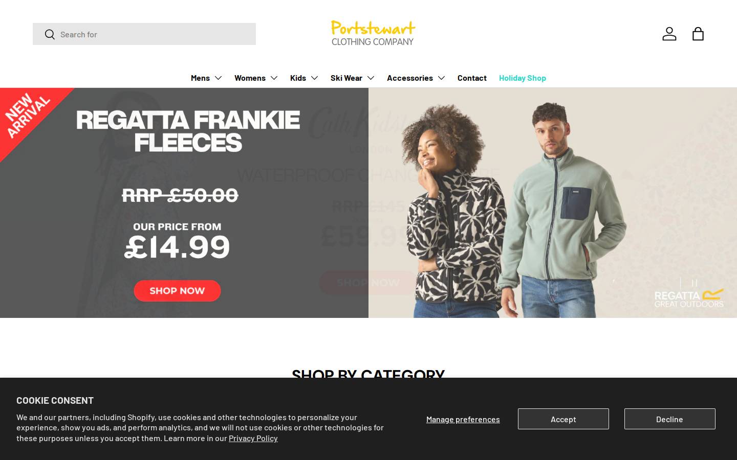 Portstewart Clothing Company homepage screenshot