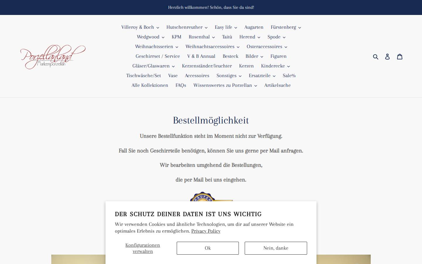 Porzellanland homepage screenshot