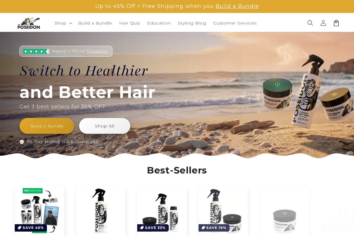 Poseidon Hair homepage screenshot