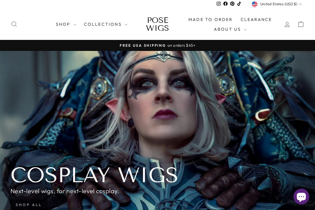 Pose Wigs homepage screenshot