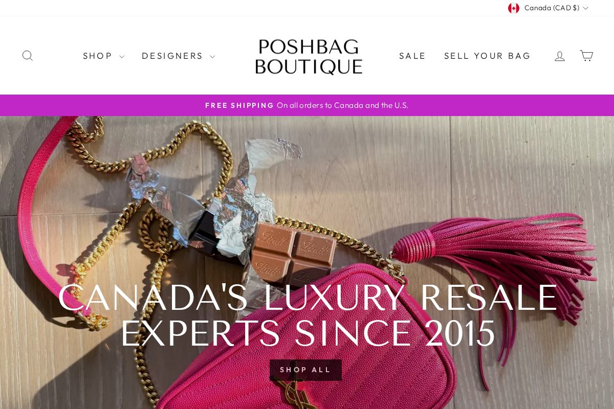 Poshbag Boutique homepage screenshot