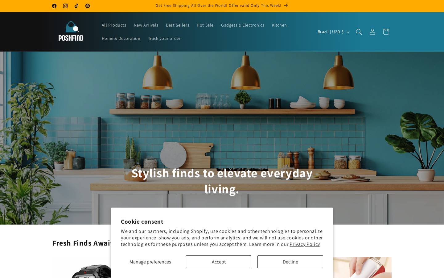 poshfind.com homepage screenshot