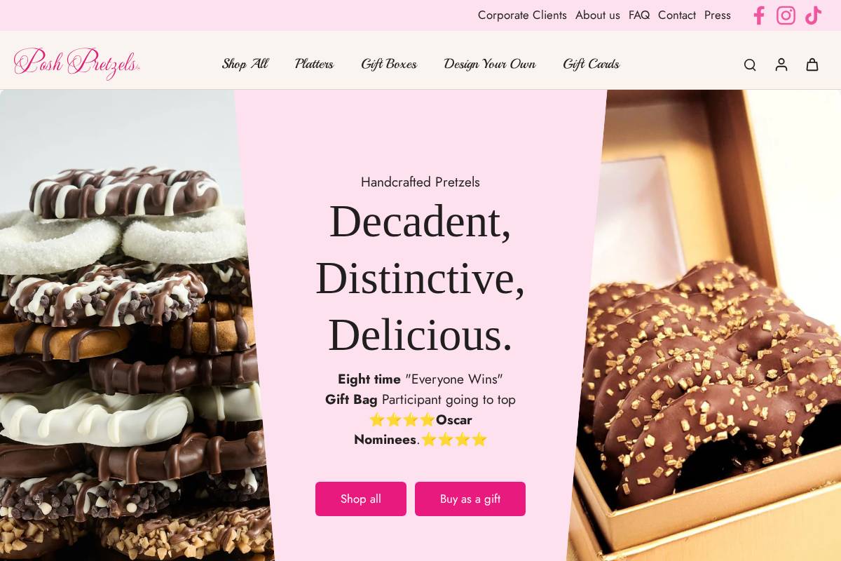 poshpretzels.com homepage screenshot