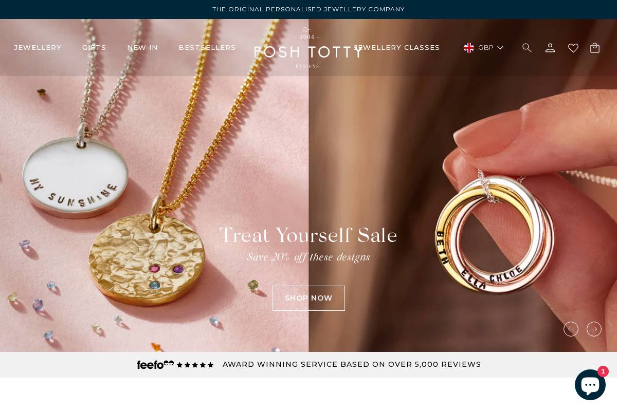 Posh Totty Designs homepage screenshot