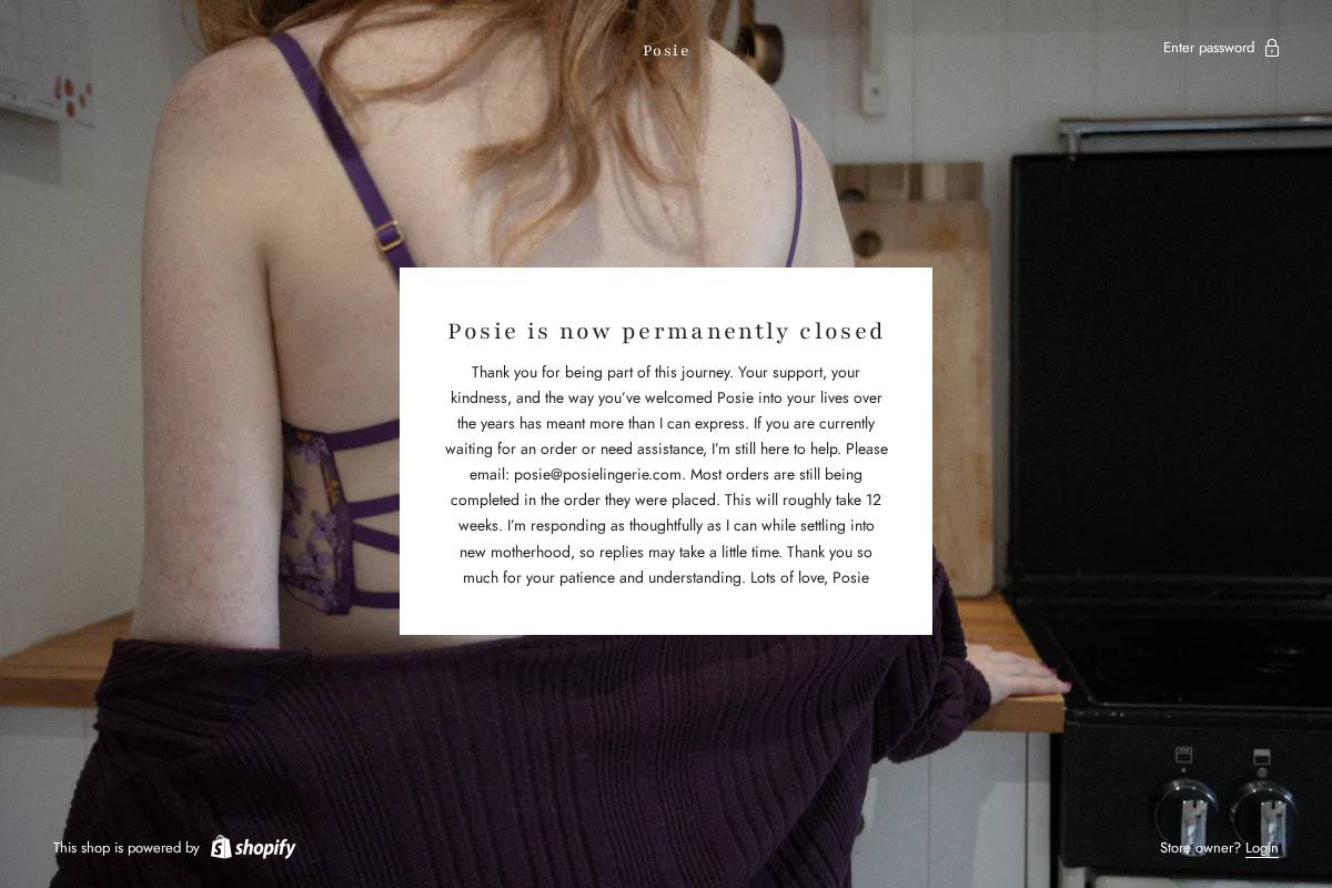 posielingerie.com homepage screenshot