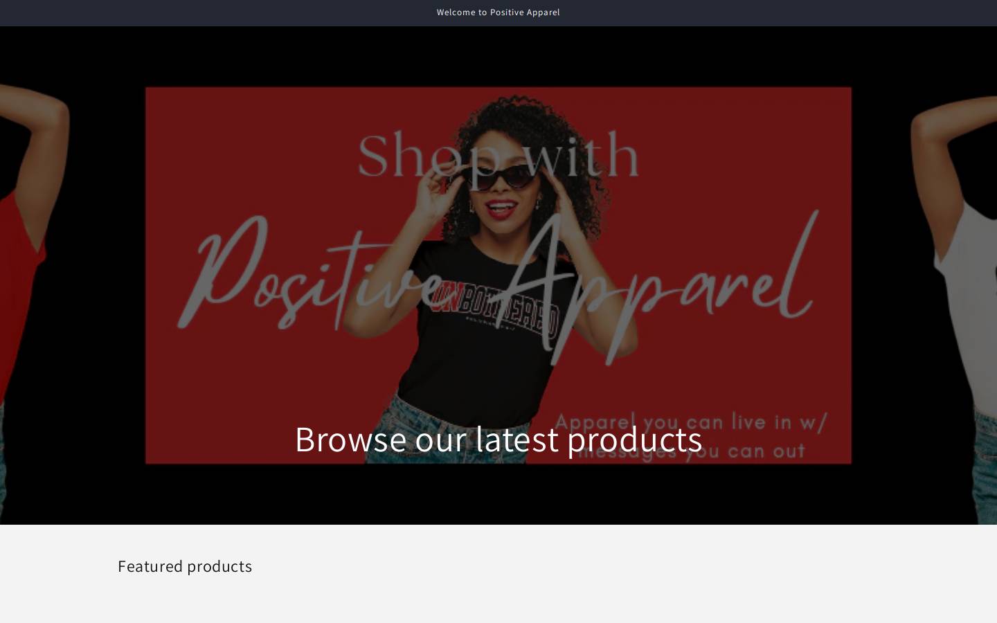 positiveapparell.com homepage screenshot