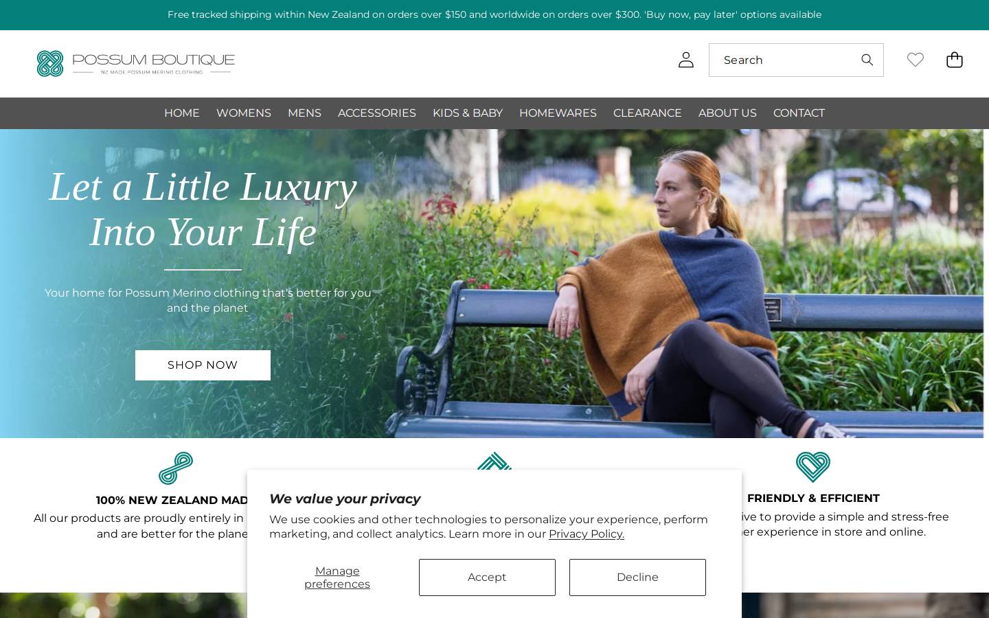 possum-boutique.co.nz homepage screenshot