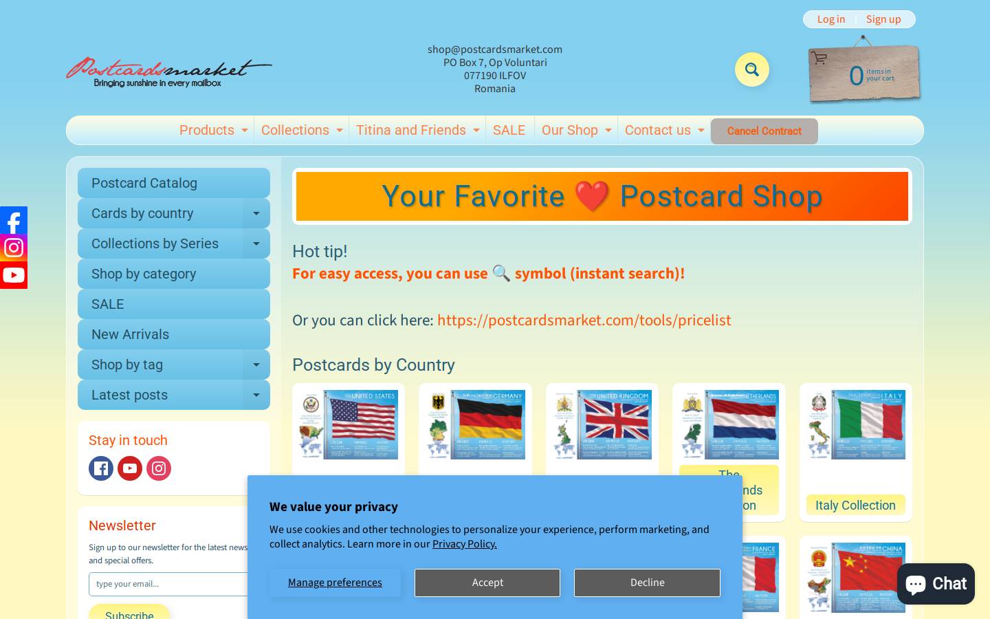postcardsmarket.com homepage screenshot