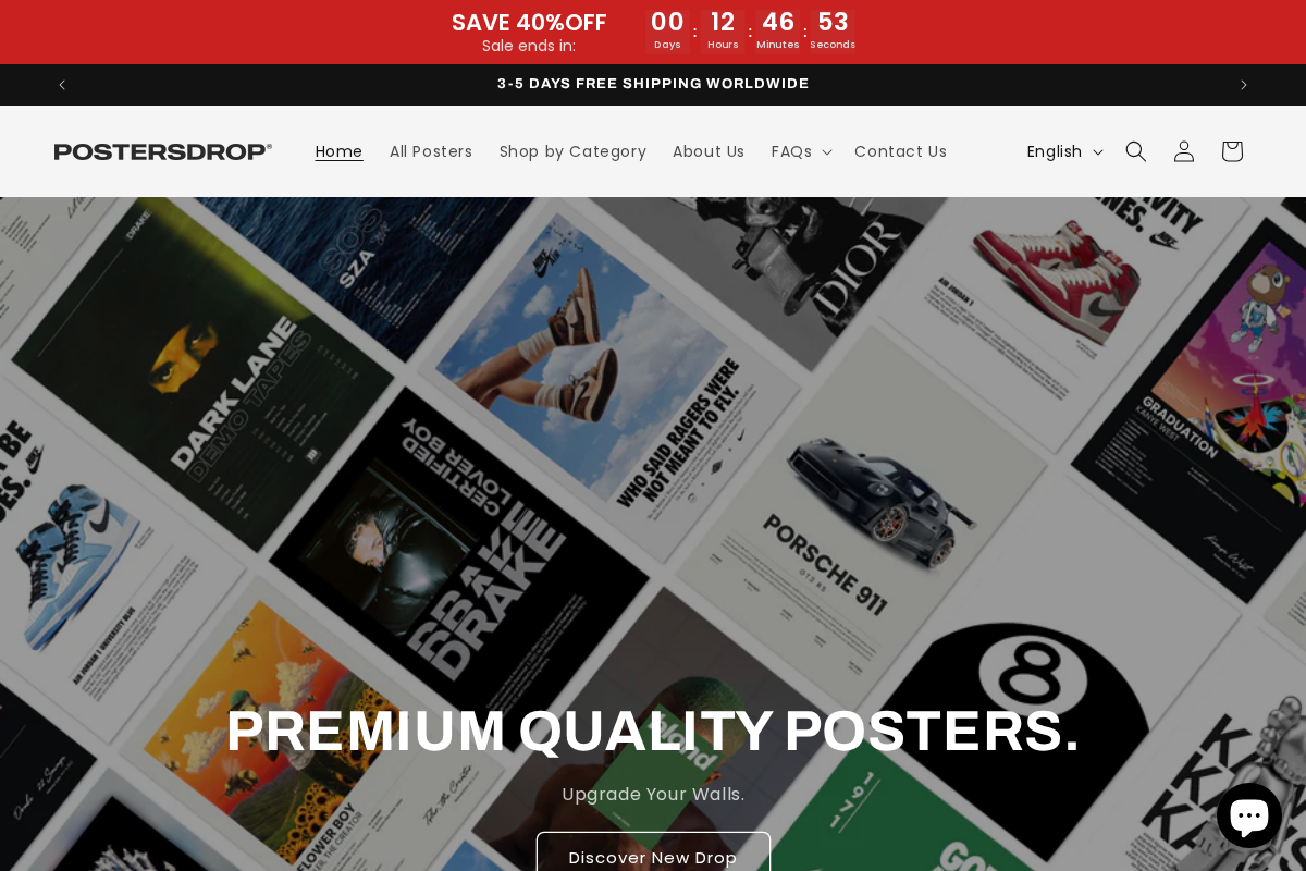 Postersdrop homepage screenshot