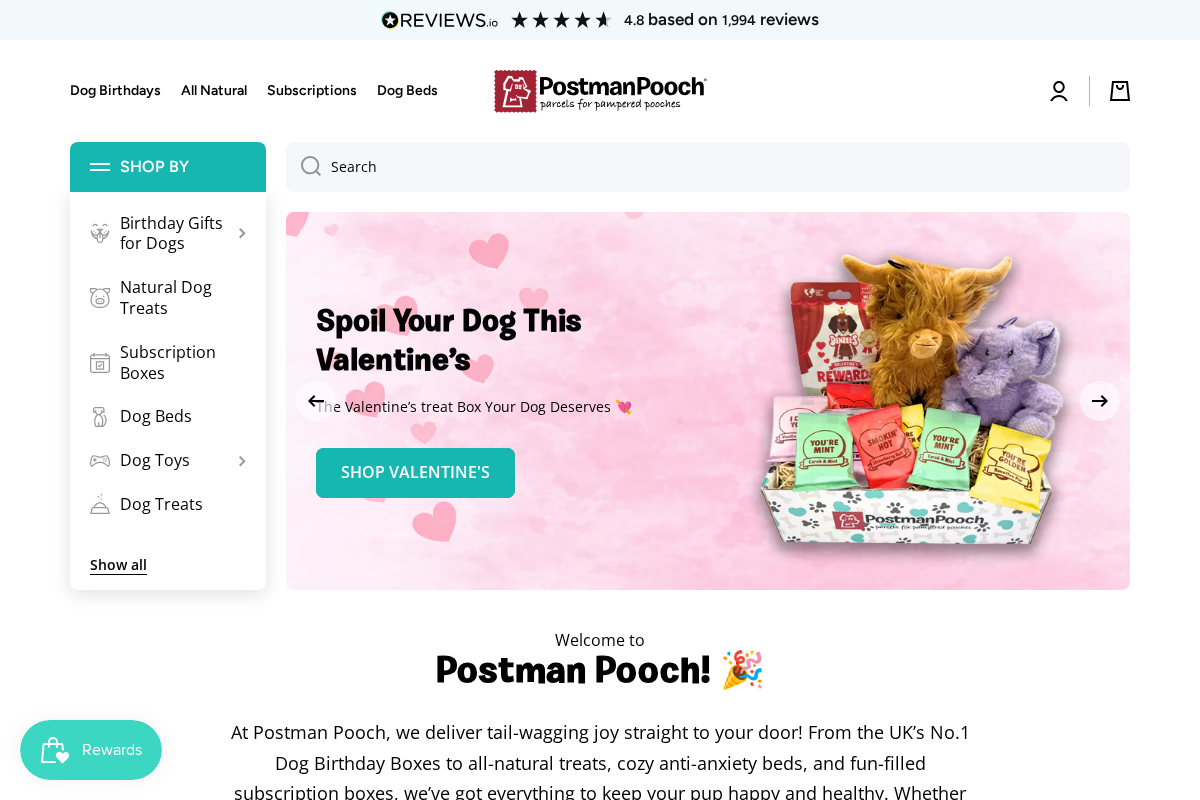 Postman Pooch homepage screenshot