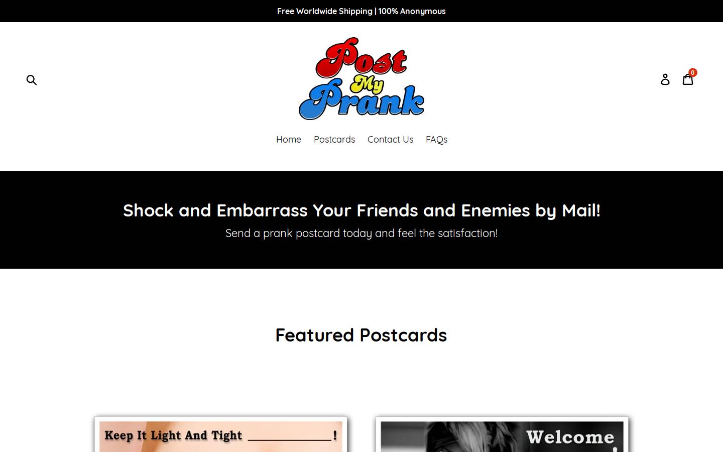 postmyprank.com homepage screenshot