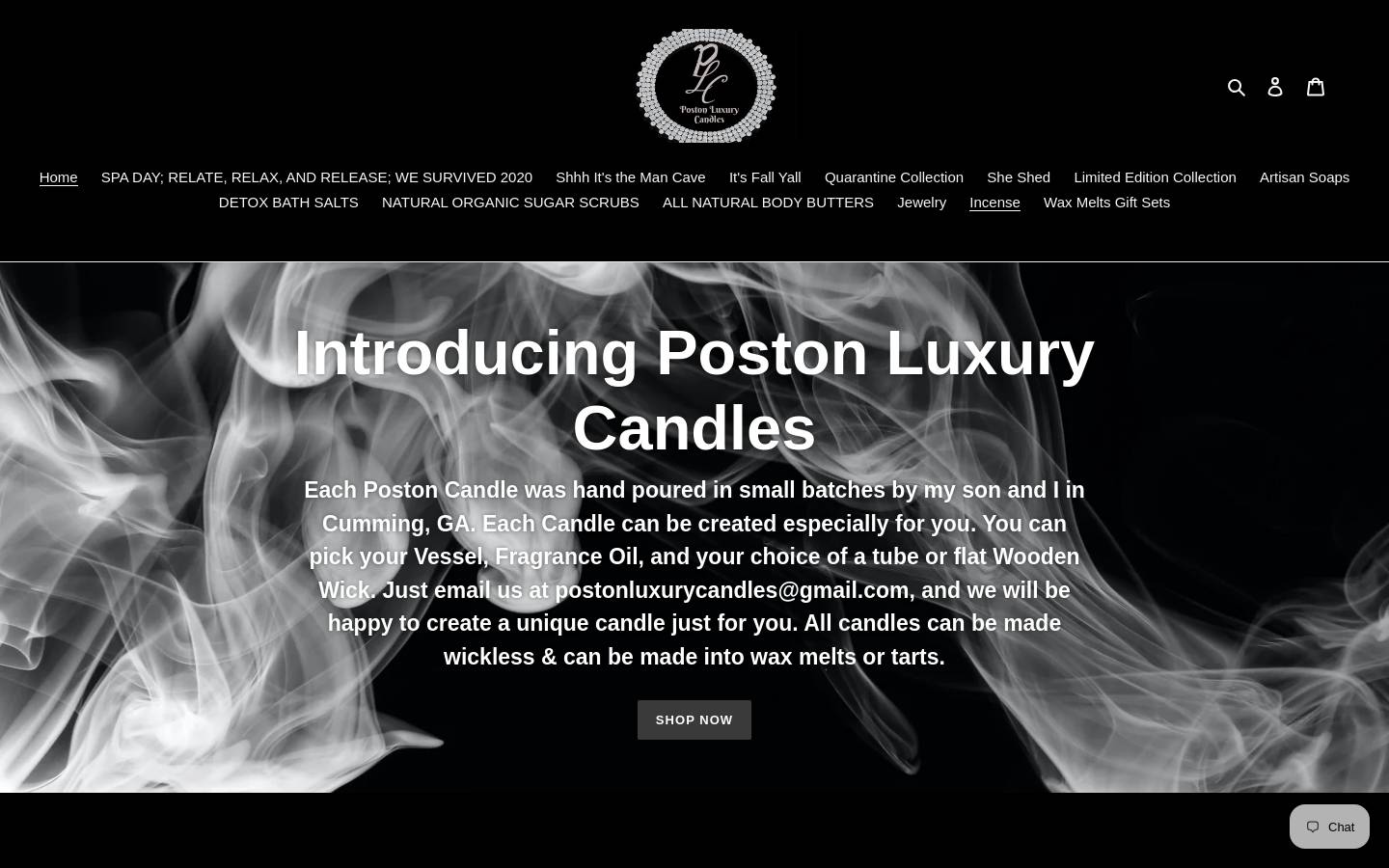 postonluxurycandles.com homepage screenshot