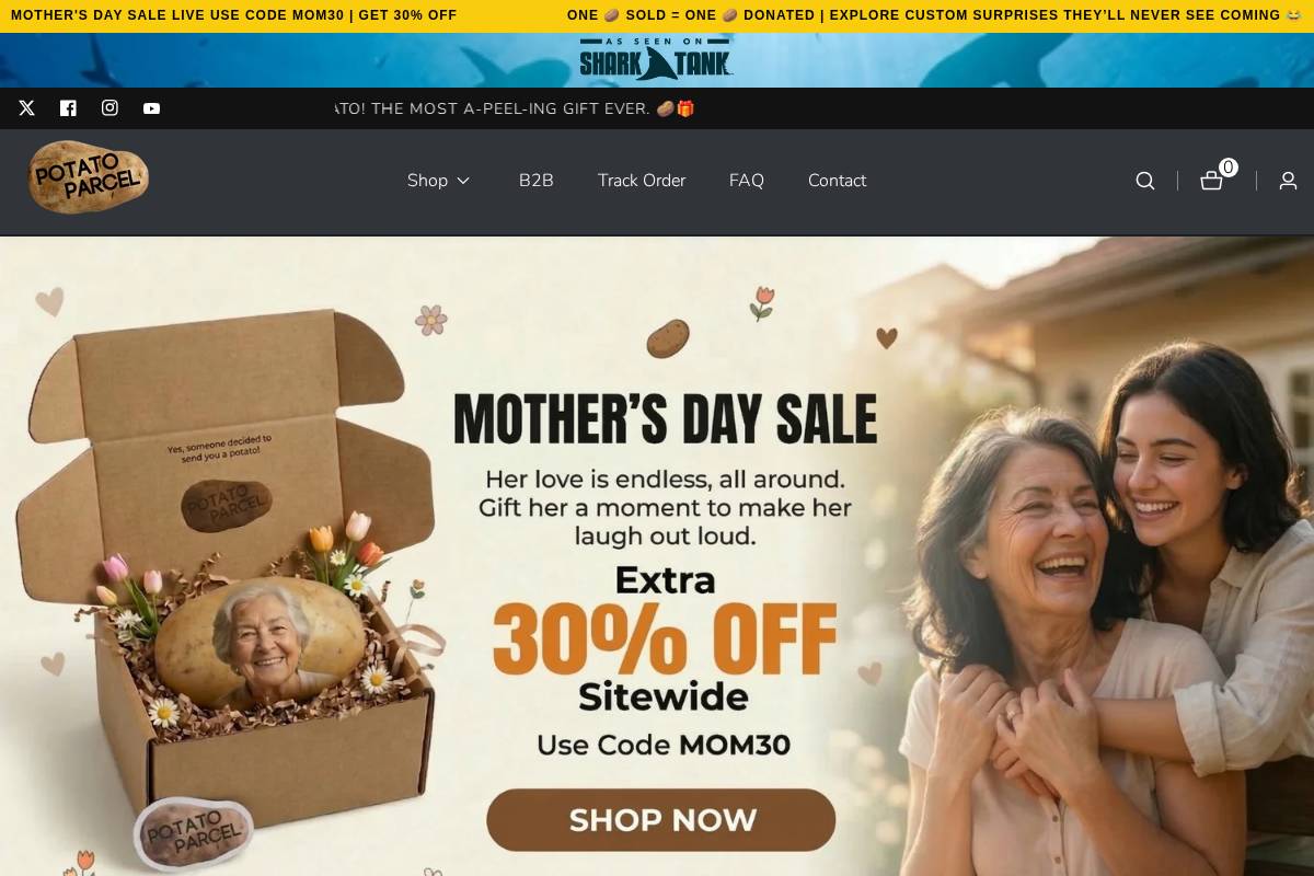 Potato Parcel homepage screenshot