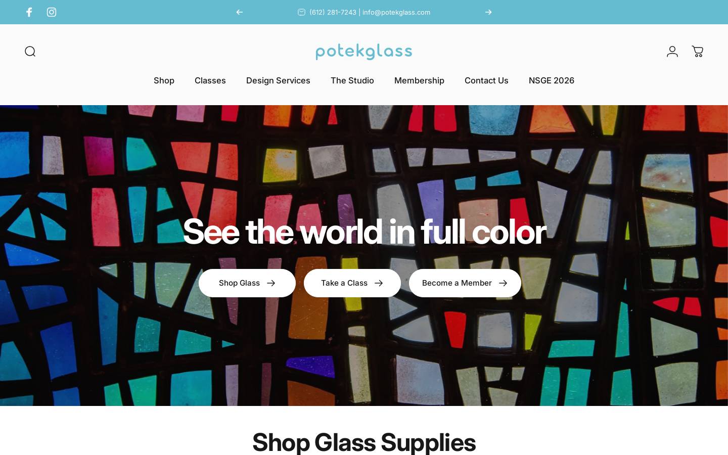 potekglass.com homepage screenshot