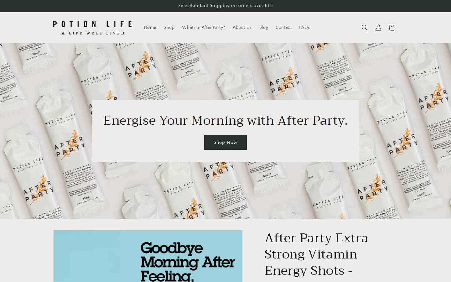 potionlife.com homepage screenshot