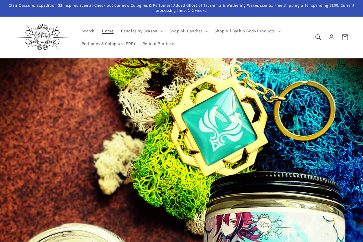 Potions & Pyrelight homepage screenshot