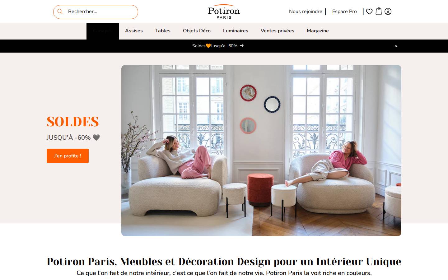 Potiron homepage screenshot