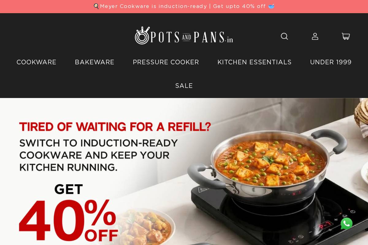 PotsandPans.com homepage screenshot