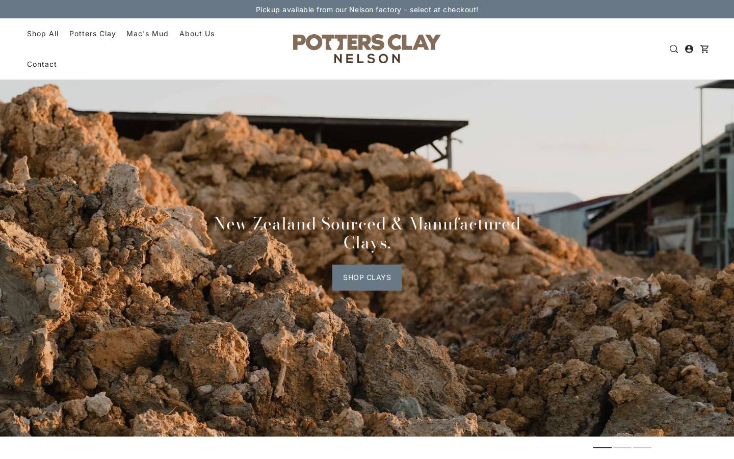 pottersclay.co.nz homepage screenshot