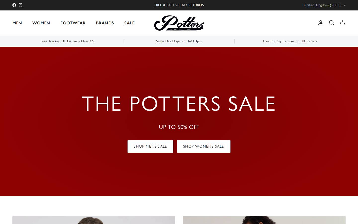 pottersofbuxton.co.uk homepage screenshot