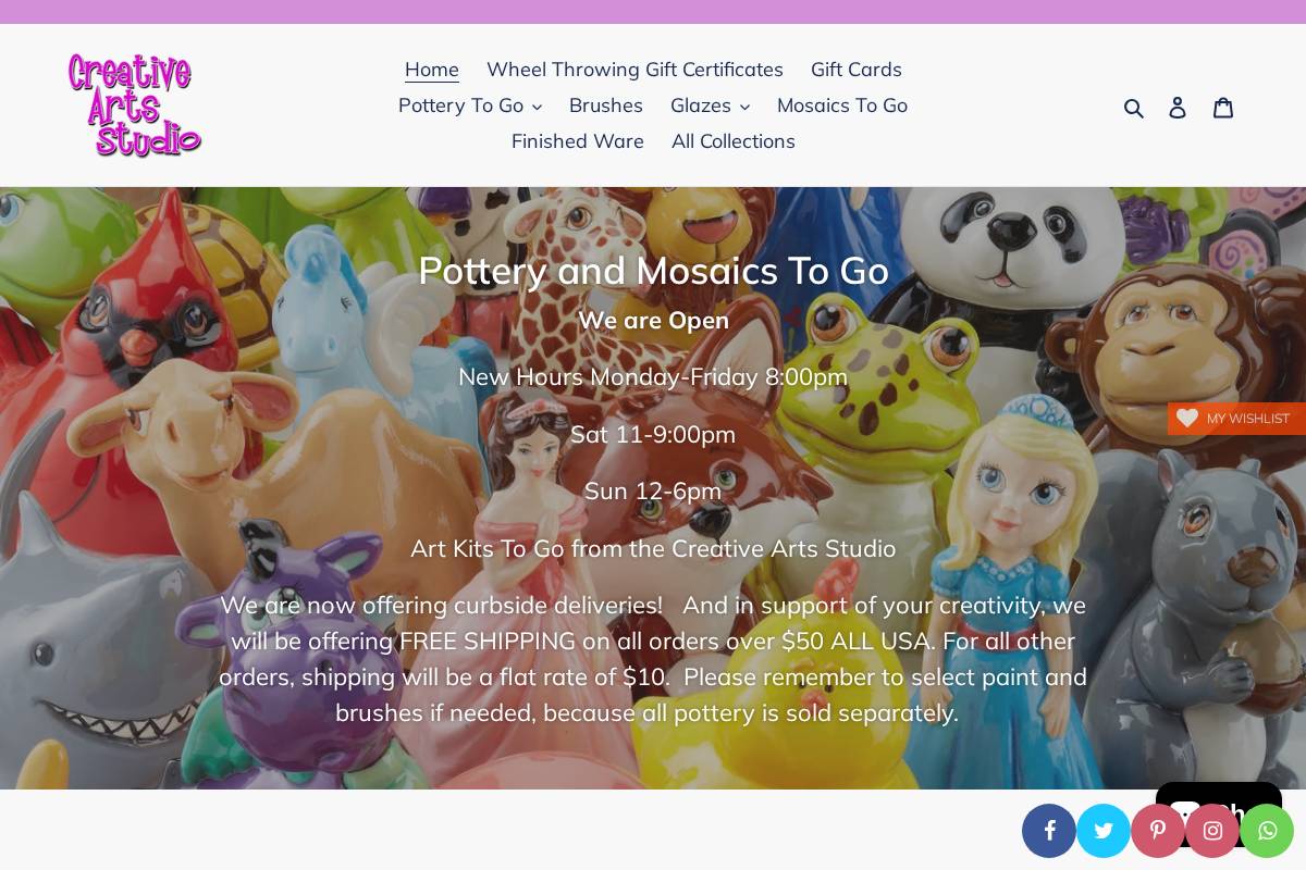 potteryartkits.com homepage screenshot