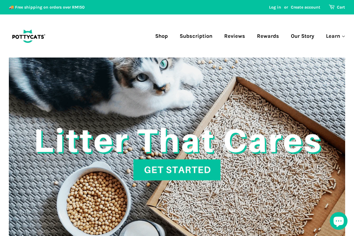 pottycats.com homepage screenshot