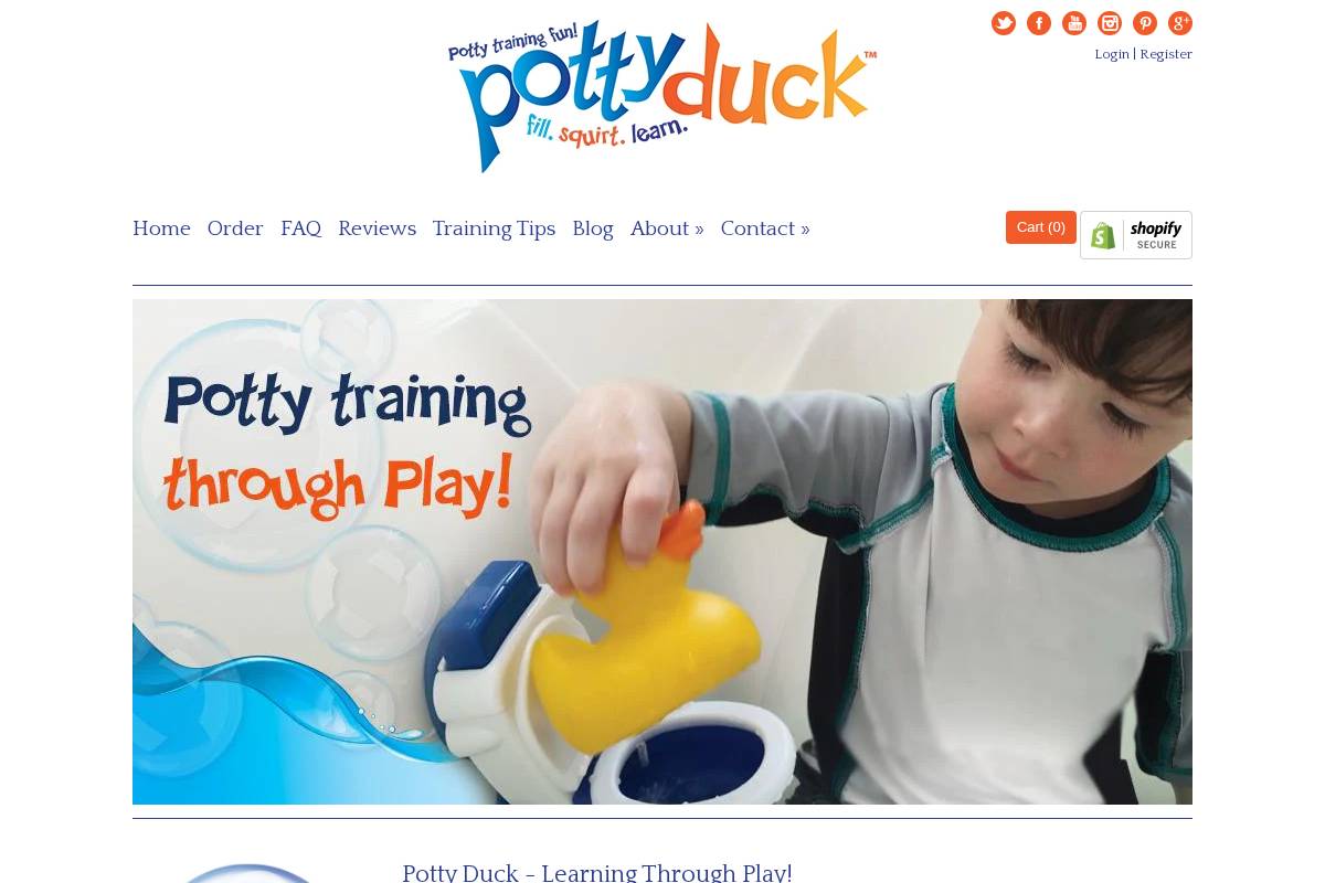 pottyduck.com homepage screenshot