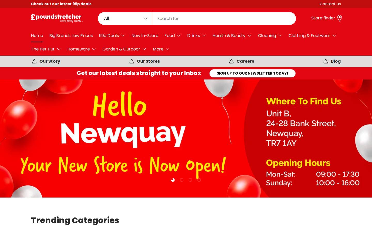 Poundstretcher homepage screenshot