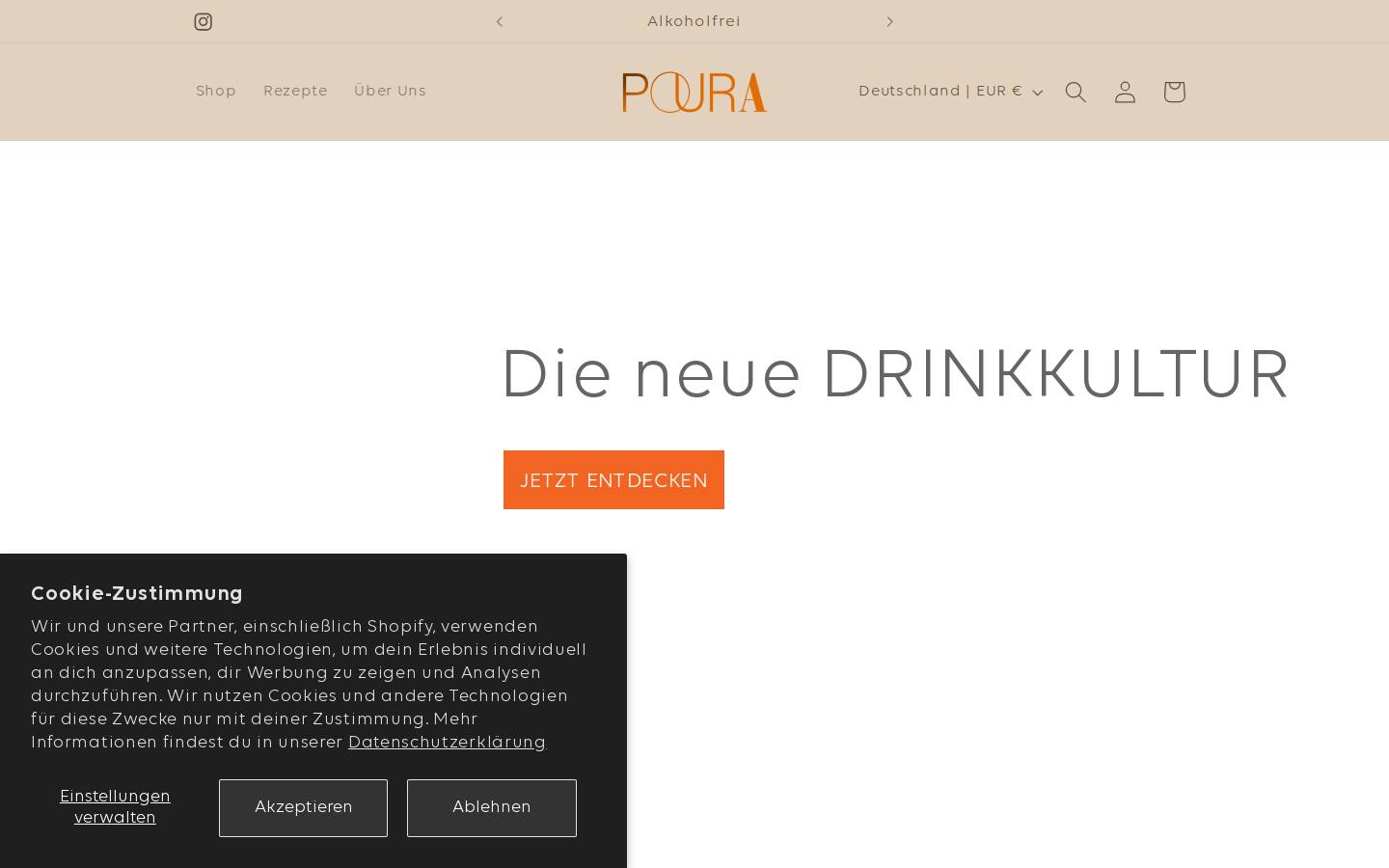 poura-drinkkultur.de homepage screenshot