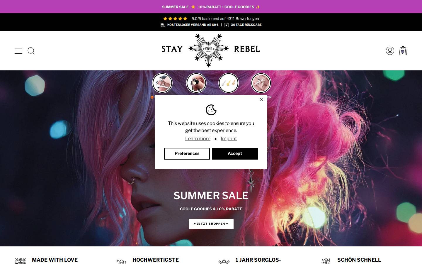 pourlarebelle.com homepage screenshot