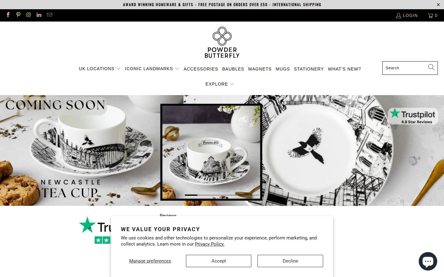 Powder Butterfly homepage screenshot