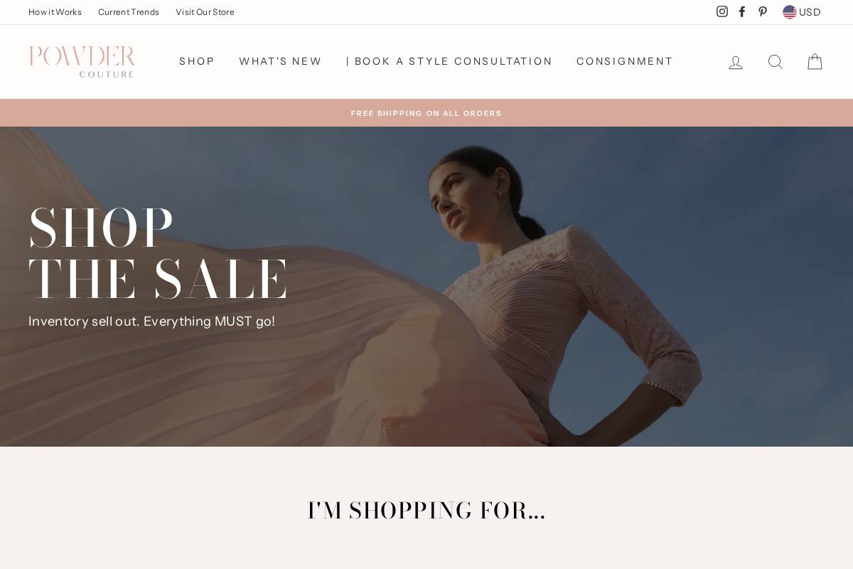 powdercouture.com homepage screenshot