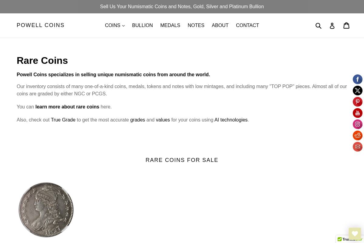 powellcoins.com homepage screenshot