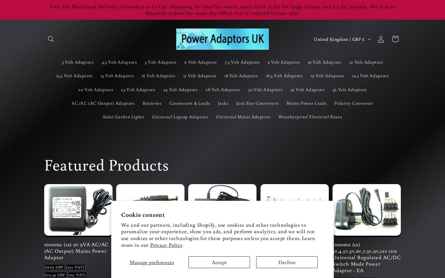 Poweradaptorsuk homepage screenshot